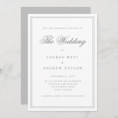 Gray Silver Moderne Minimalistisch die Hochzeit vo Einladung (Vorne/Hinten)