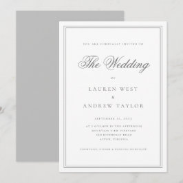 Gray Silver Moderne Minimalistisch die Hochzeit vo Einladung