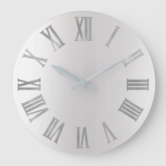 Gray Silver Ombre Metallic römische Zahlen Große Wanduhr (Vorderseite)