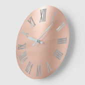 Gray Silver Pink Rose Gold Metallic römische Zahl Große Wanduhr (Winkel)