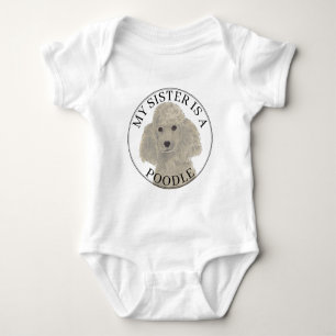 Gray Silver Poodle Dog Big Sister Baby Strampler