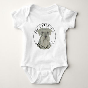 Gray Silver Schnauzer Dog Big Sister Baby Strampler