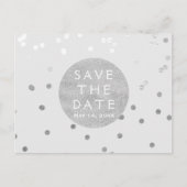 Gray & Silver Shiny Confetti Dots Save the Date Ankündigungspostkarte (Vorderseite)