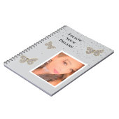 Gray Silver Sparkle Butterfells Ihr Foto Notizblock (Linke Seite)