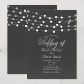 Gray Silver String Lights Moderne Hochzeit Einladung (Vorne/Hinten)