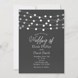 Gray Silver String Lights Moderne Hochzeit Einladung