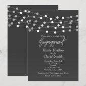 Gray Silver String Lights Moderne Verlobung Einladung (Vorne/Hinten)