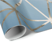 Gray Silver Triangle Diamond Blue Hexagon Geometr Geschenkpapier (Rolleneckpunkt)