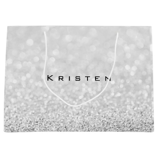 Gray Silver White Glitzer Gefallen Geschenk Kriste Große Geschenktüte (Vorderseite)