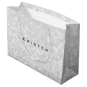 Gray Silver White Glitzer Gefallen Geschenk Kriste Große Geschenktüte (Rückseite Schrägansicht)