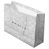Gray Silver White Glitzer Gefallen Geschenk Kriste Große Geschenktüte (Vorderseite Schrägansicht)