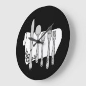 Gray Silverware White Napkin No Numbers Clock Große Wanduhr (Winkel)
