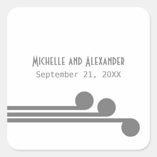 Gray Simple Deko Chic Wedding Stickers (Vorderseite)