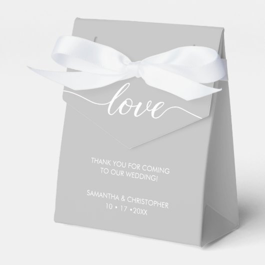 Gray Simple & Elegant Liebe Wedding ScrIpt Geschenkschachtel (Vorderseite)