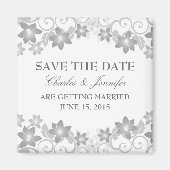 Gray Simple Floral Save the Date Magnet (Vorne)