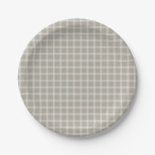 Gray Simple Gingham Gender Neutral Baby Shower Pappteller (Vorderseite)