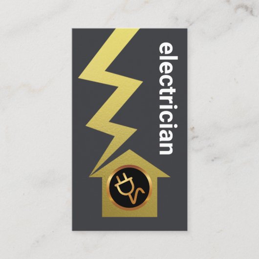 Gray Simple Gold Lightning Zuhause Electrician Visitenkarte (Vorderseite)