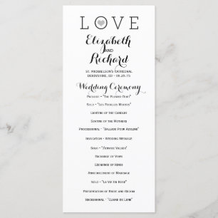Gray Simple Liebe Hochzeitsprogramme Programm
