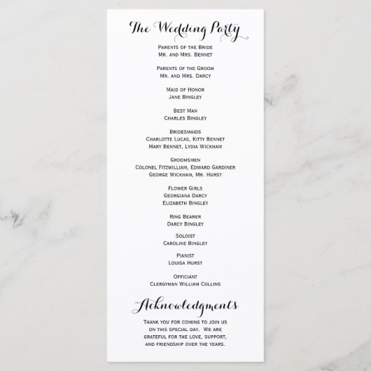 Gray Simple Liebe Hochzeitsprogramme Programm (Rückseite)