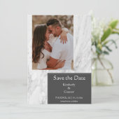 Gray Simple Marbled Foto Save The Date (Stehend Vorderseite)