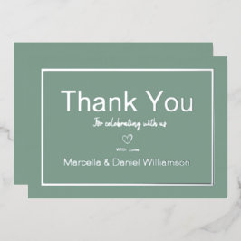 Gray Simple Minimalistisch Wedding Danke Folieneinladung