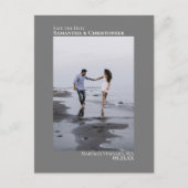 Gray Simple Minimalistisch Wedding Foto Save the D Ankündigungspostkarte (Vorderseite)