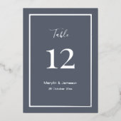 Gray Simple Minimalistisch Wedding Tischnummern (Vorderseite)