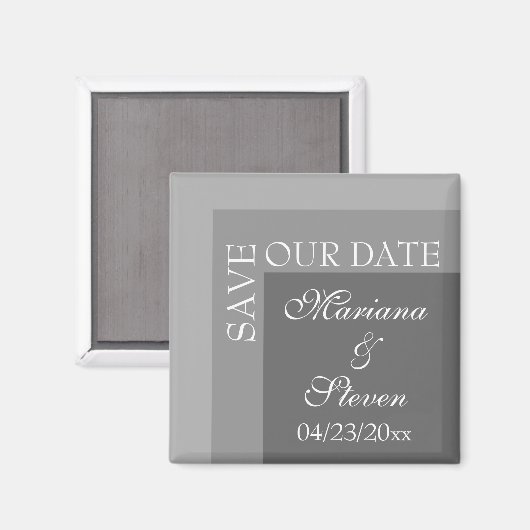 Gray Simple Modern Chic Script Wedding Magnet (Vorderseite/Rückseite)