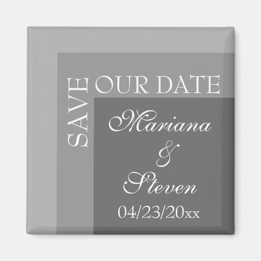 Gray Simple Modern Chic Script Wedding Magnet (Vorne)