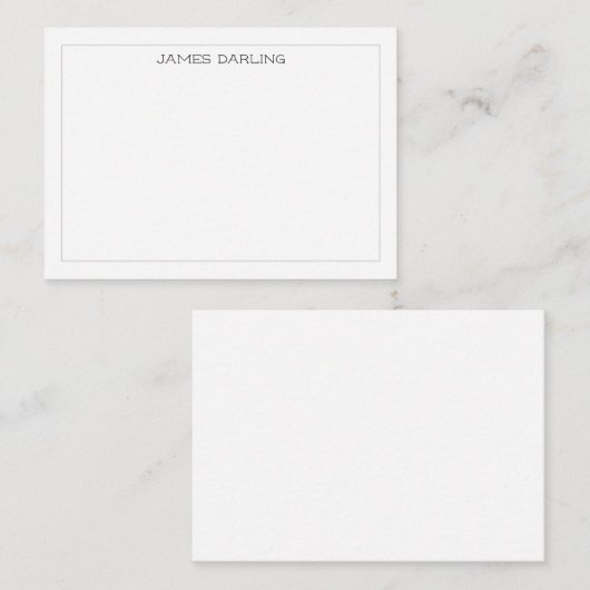 Gray Simple Modern Professional Thin Border Mitteilungskarte (Vorne/Hinten)