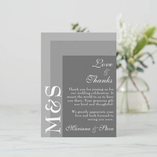 Gray Simple Modern Wedding Dankeskarte (Stehend Vorderseite)