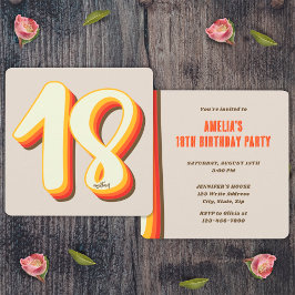 Gray Simple Retro Groovy 18. Geburtstag Einladung