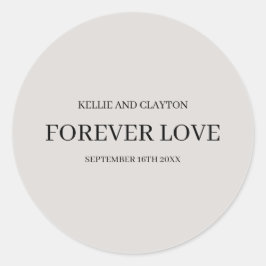 Gray Simple Wedding Classic Round Sticker
