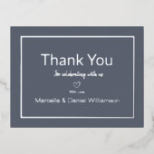 Gray Simple Wedding Danke Folie Einladungspostkarte (Vorderseite)