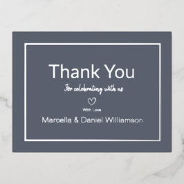 Gray Simple Wedding Danke Folie Einladungspostkarte