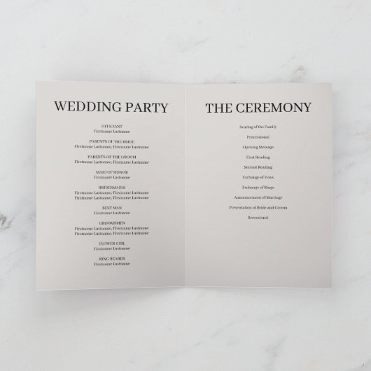 Gray Simple Wedding Folding Program Programm (Innenseite)