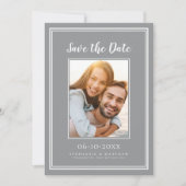 Gray Simple Wedding Verlobung Picture Modern Save The Date (Vorderseite)