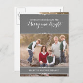 Gray Simply Chic Holiday Foto Postkarte (Vorne/Hinten)