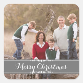 Gray Simply Chic Holiday Foto Stickers