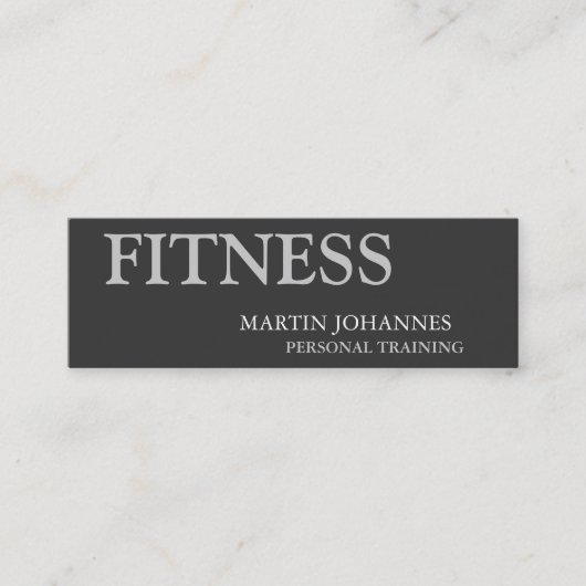 Gray Skinny Slim Personal Trainer Business Card Mini Visitenkarte (Vorderseite)