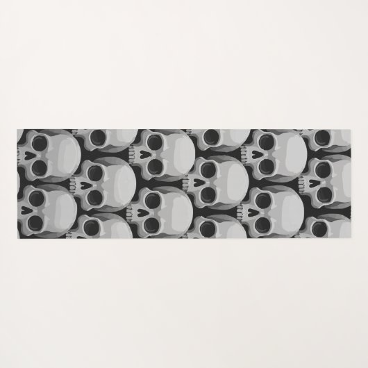 Gray Skull Pattern – Minimal Gothic Design Yogamatte (Rückseite (Horizontal))