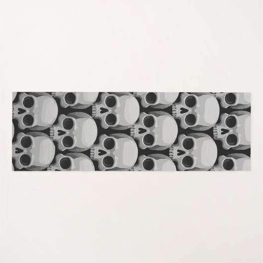 Gray Skull Pattern – Minimal Gothic Design Yogamatte (Vorderseite (Horizontal))