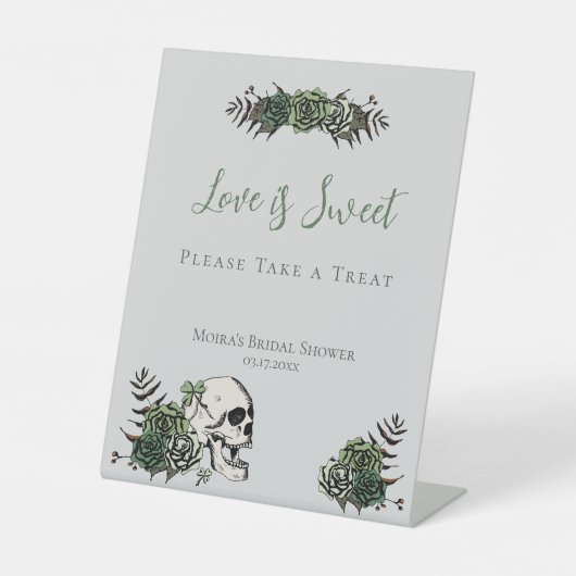 Gray Skull Rose Irish Polterabend Favoriten Signie Sockelschild (Vorderseite)