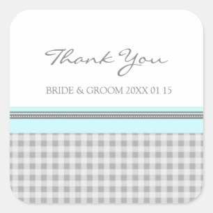 Gray Sky Blue Gingham Vielen Dank Gastgeschenk Hoc Quadratischer Aufkleber