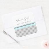 Gray Sky Blue Gingham Vielen Dank Gastgeschenk Hoc Quadratischer Aufkleber (Umschlag)