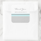 Gray Sky Blue Gingham Vielen Dank Gastgeschenk Hoc Quadratischer Aufkleber (Tasche)