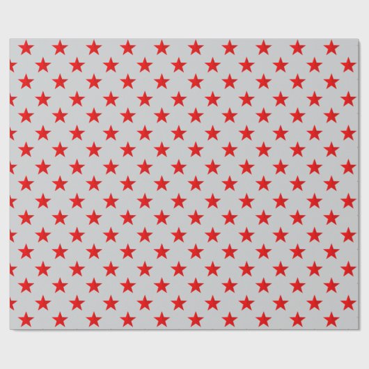 Gray Sky Bright Red Stars Geschenkpapier (Flach)