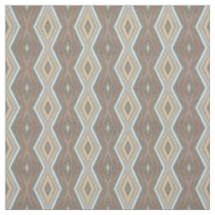 Gray Slate Blue Beige Brown Funky Raute Pattern Stoff