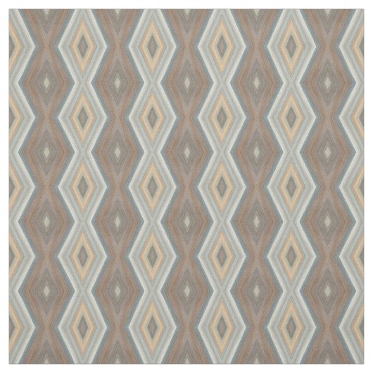 Gray Slate Blue Beige Brown Funky Raute Pattern Stoff (Muster)