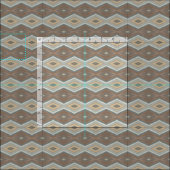 Gray Slate Blue Beige Brown Funky Raute Pattern Stoff (Kachel)